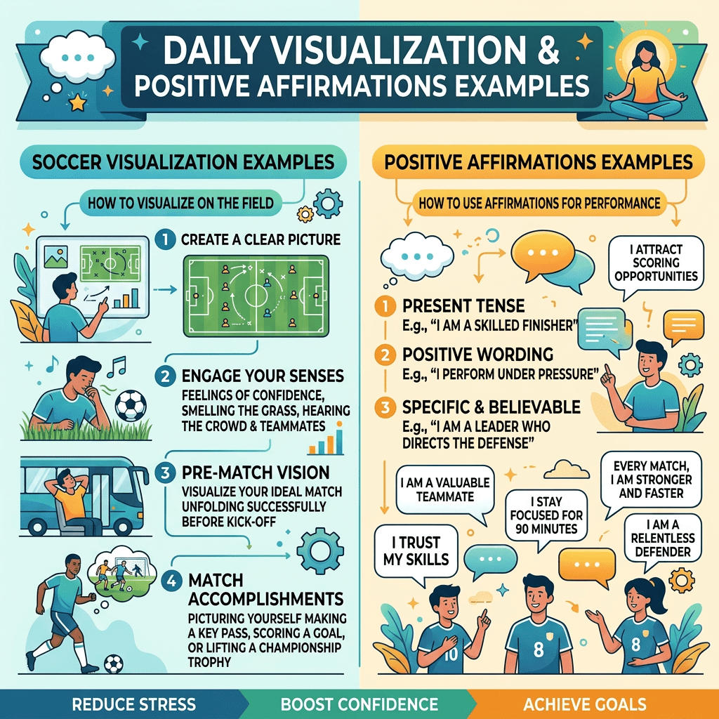 Soccer field visualization and affirmations examples